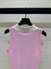 CHANEL 25S DOUBLE C LOGO KNIT COLLAR VEST 264071