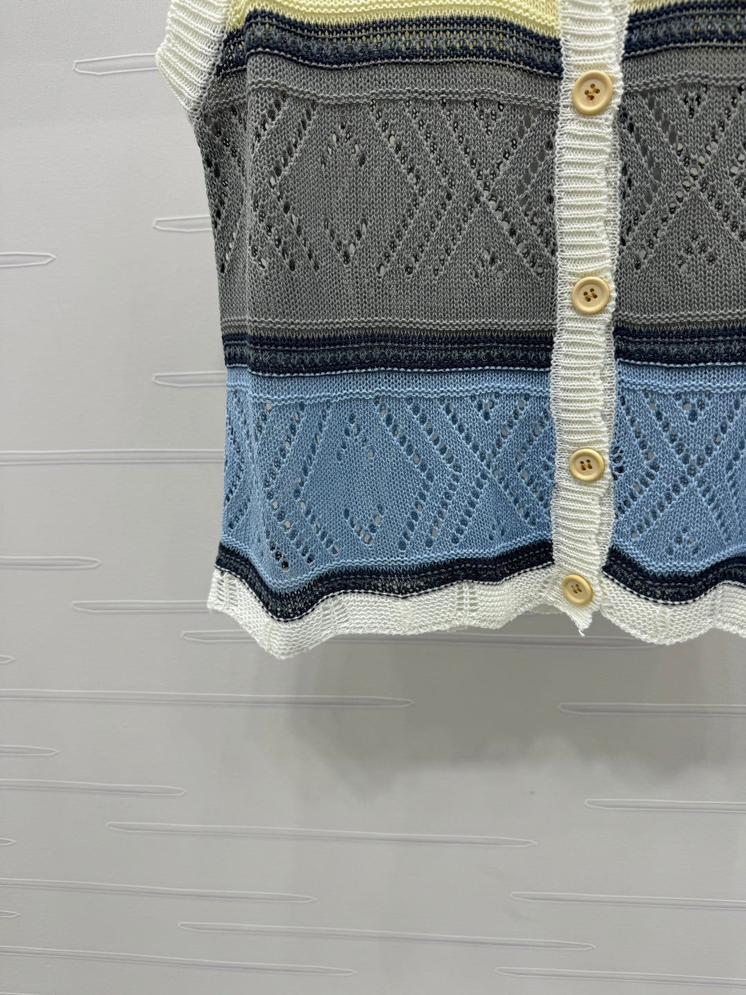 CHANEL EMBROIDERED LOGO OPEN-KNIT VEST 274869