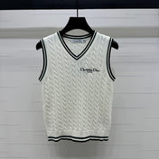 DIOR KNITTED V-NECK SLEEVELESS VEST WHITE 274923