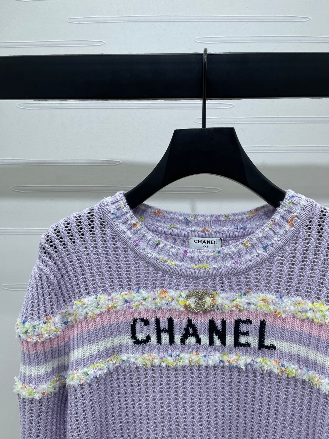 CHANEL 25S LONG SLEEVE OPEN-KNIT SWEATER STYLE 163