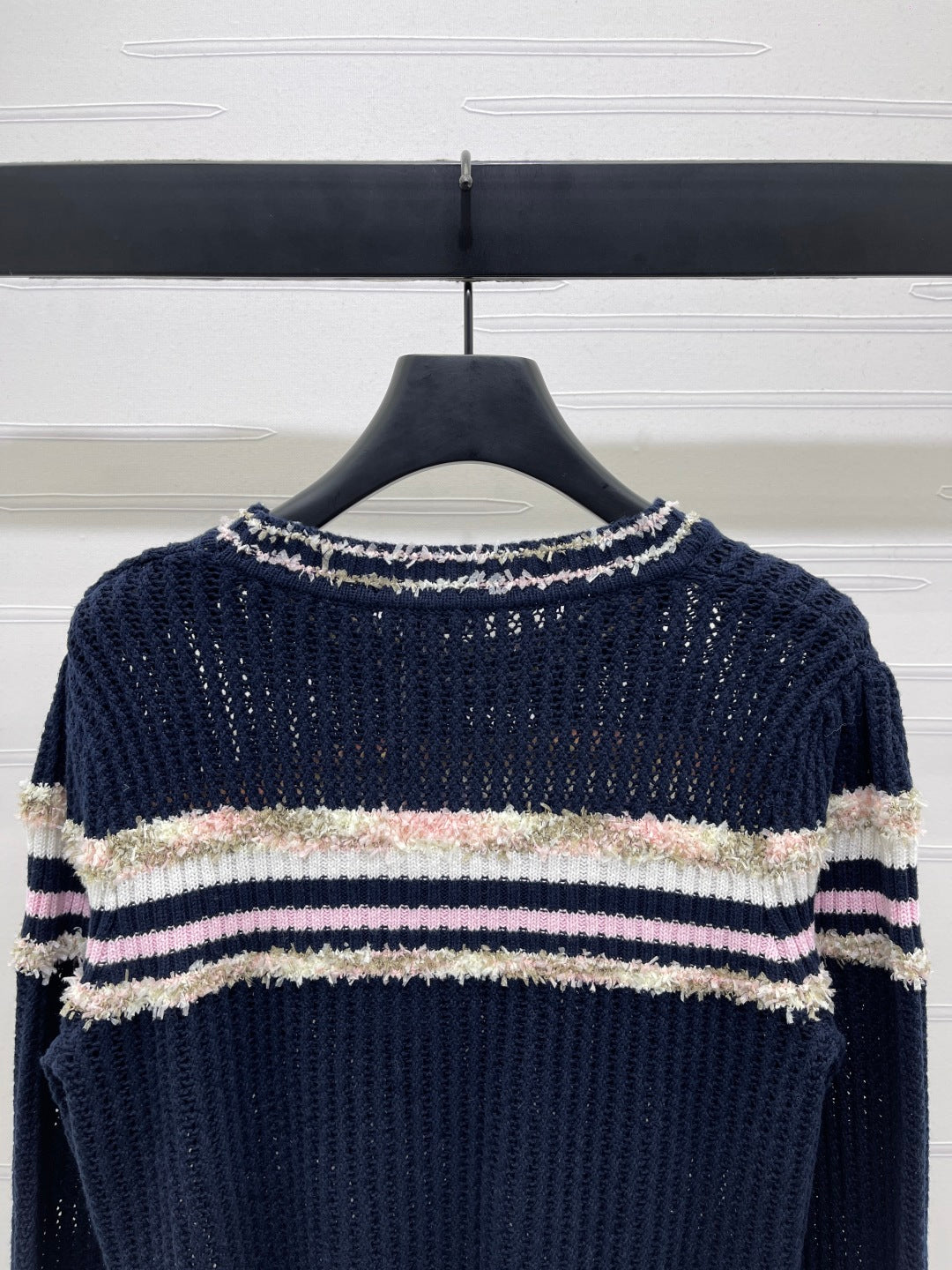 CHANEL 25S LONG SLEEVE OPEN-KNIT SWEATER STYLE 162