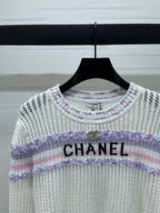 CHANEL 25S LONG SLEEVE OPEN-KNIT SWEATER STYLE 161