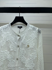CHANEL 26S FLORAL OPENWORK KNIT CARDIGAN 1348
