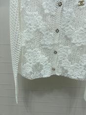 CHANEL 26S FLORAL OPENWORK KNIT CARDIGAN 1348
