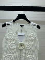 CHANEL 26S FLORAL CROCHET KNIT VEST 1347