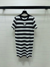 CHANEL 26S STRIPED KNIT MINI DRESS 1346
