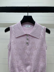 CHANEL 26S SLEEVELESS KNIT POLO TOP 1339