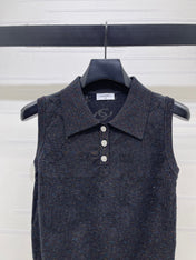 CHANEL 26S SLEEVELESS KNIT POLO TOP 1338