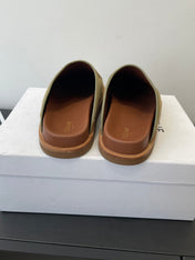 CELINE 26S MULE IN OLIVE GREEN SUEDE