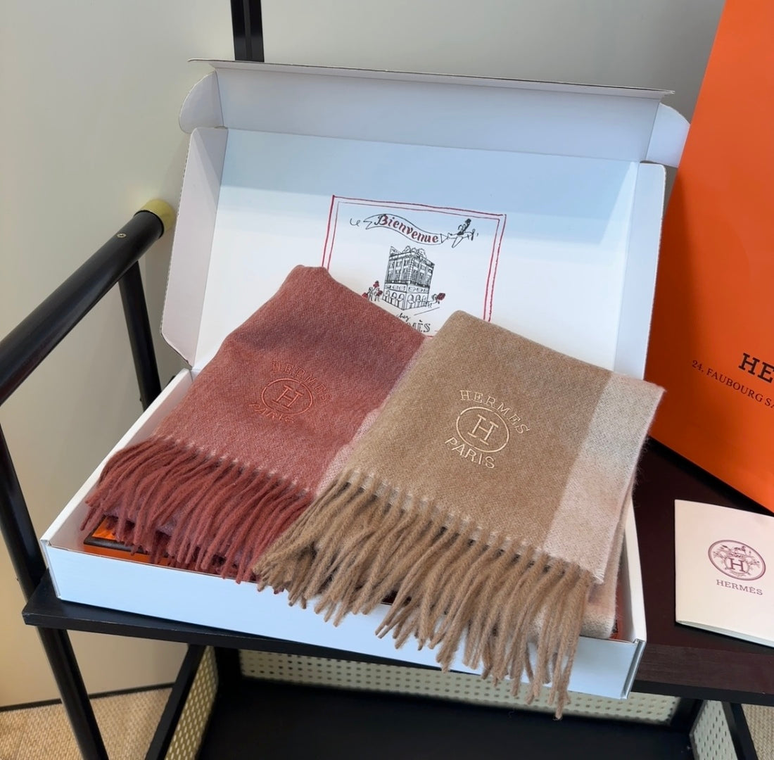 HERMES 25S SCARF 190 IN CASHMERE 854634
