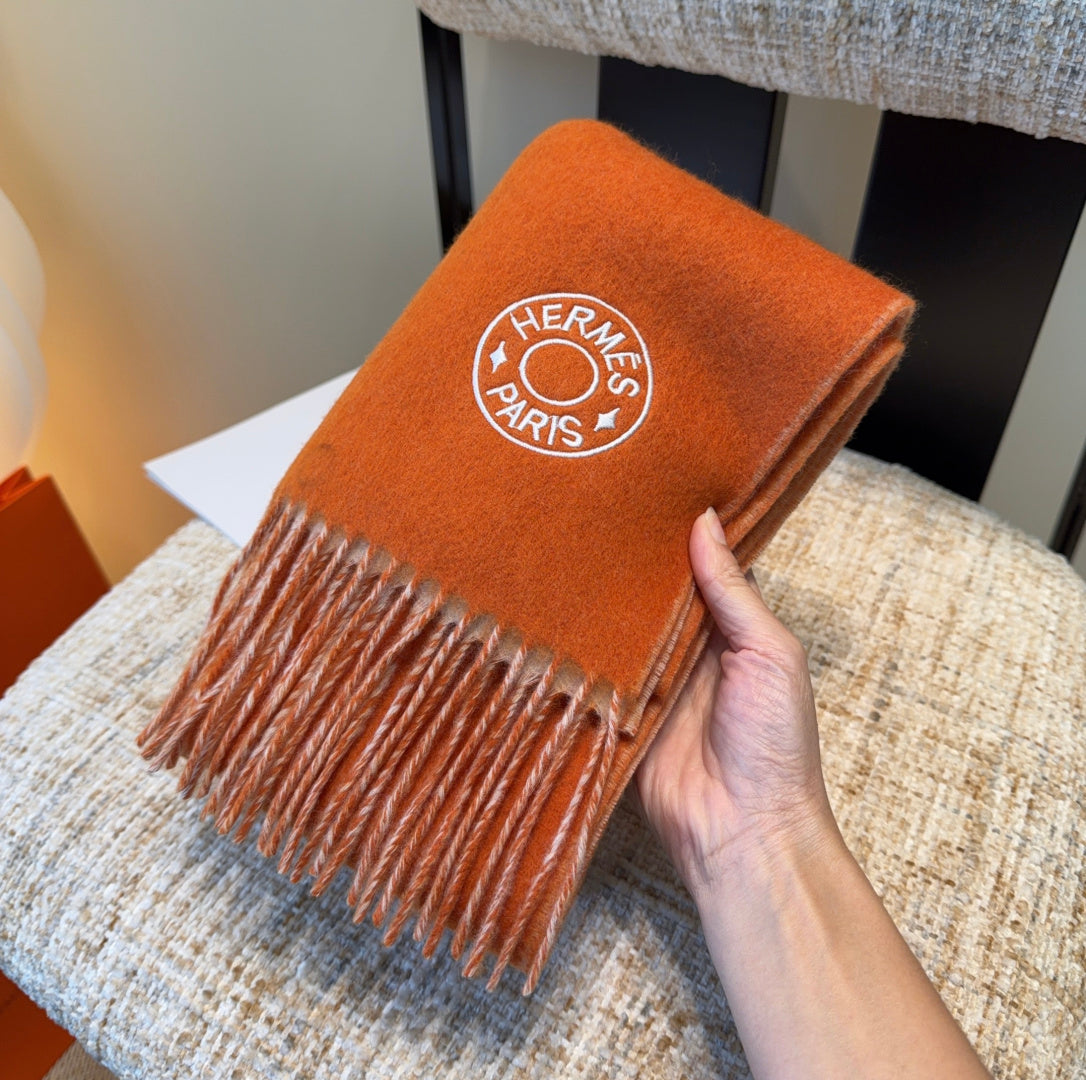 HERMES 26S SCARF 190 IN CASHMERE WOOL BLEND 492188