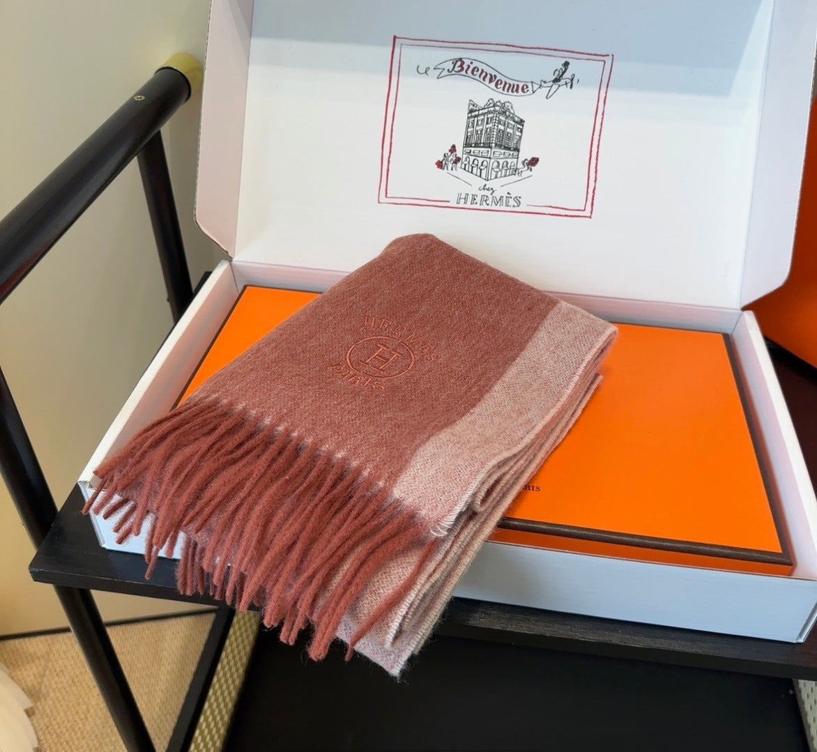 HERMES 26S LONG SCARF 190 IN WOOL 499777