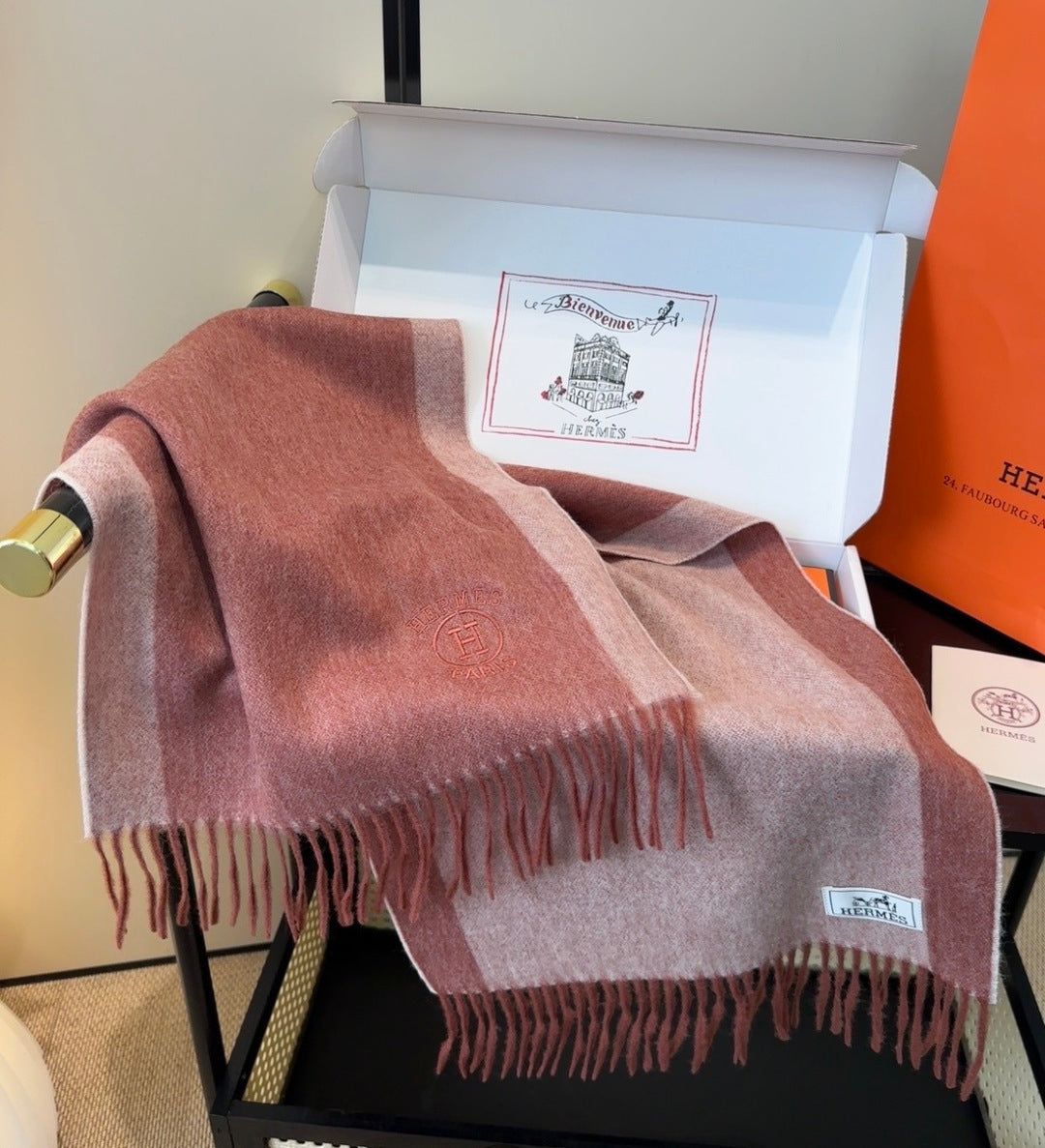 HERMES 26S LONG SCARF 190 IN WOOL 499777