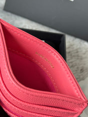 CHANEL 25S CARD HOLDER 11 IN WATERMELON CAVIAR GOLD HARDWARE
