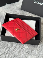 CHANEL 25S CARD HOLDER 11 IN VIVID RED CAVIAR GOLD HARDWARE