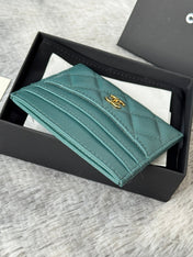 CHANEL 25S CARD HOLDER 11 IN TROPICAL TEAL CAVIAR GOLD HARDWARE