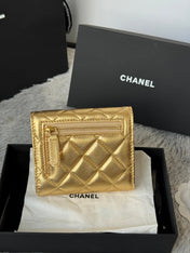 CHANEL 25S CF SMALL TRI FOLD WALLET 11 IN GOLD CAVIAR GOLD HARDWARE