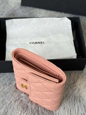 CHANEL 25S CF SMALL TRI FOLD WALLET 11 IN PEACH PINK CAVIAR GOLD HARDWARE