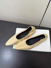 THE ROW 26S POINTED TOE BALLET FLATS IN BUTTER BEIGE LAMBSKIN