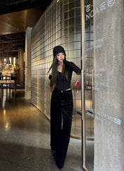 CHANEL 25S STRAIGHT-LEG VELVET PANTS 445