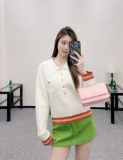 CHANEL 25S LONG-SLEEVE KNIT POLO SHIRT 590