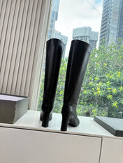 BALENCIAGA 25S HIGH BOOT IN BLACK EMBOSSED COW LEATHER
