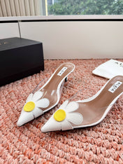 ALAIA 26S POINTED-TOE MULE HEELS IN WHITE LAMBSKIN AND TRANSPARENT PVC