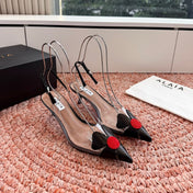 ALAIA 26S SLINGBACK HEELS IN BLACK LAMBSKIN AND TRANSPARENT PVC