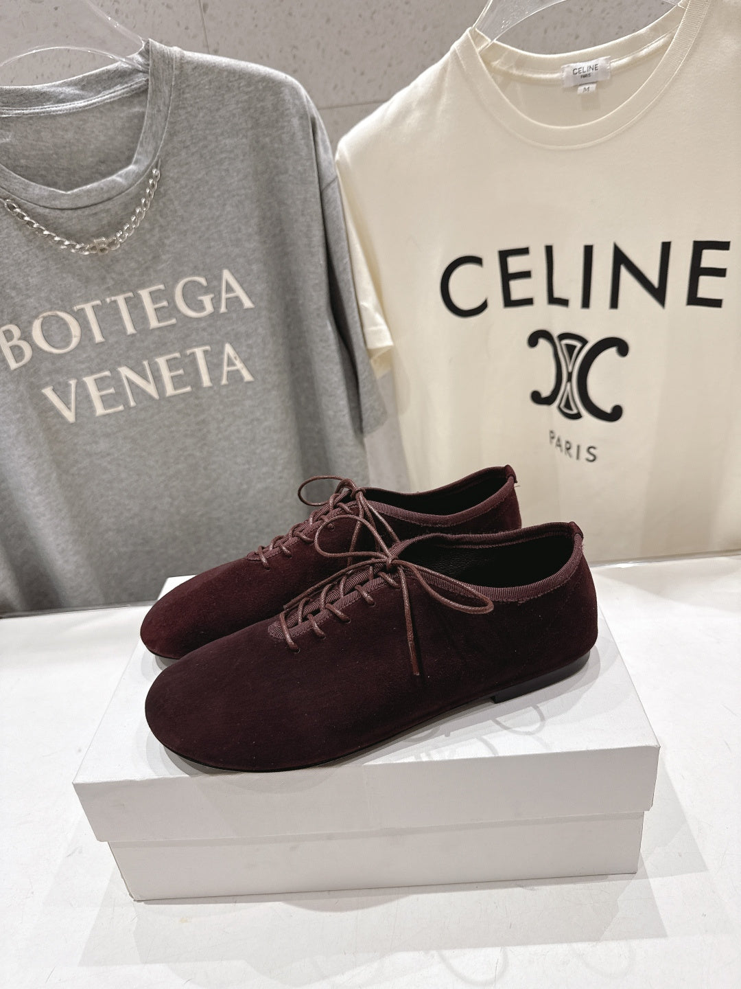 THE ROW 26S MINIMAL LACE-UP SHOES IN DARK BROWN SUEDE