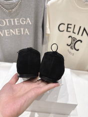 THE ROW 26S MINIMAL LACE-UP SHOES IN BLACK SUEDE