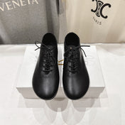 THE ROW 26S MINIMAL LACE-UP SHOES IN BLACK CALFSKIN