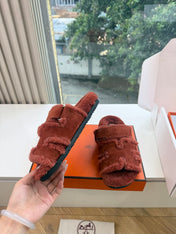 HM 26S SANDAL IN RUST BROWN WOOL AND SUEDE