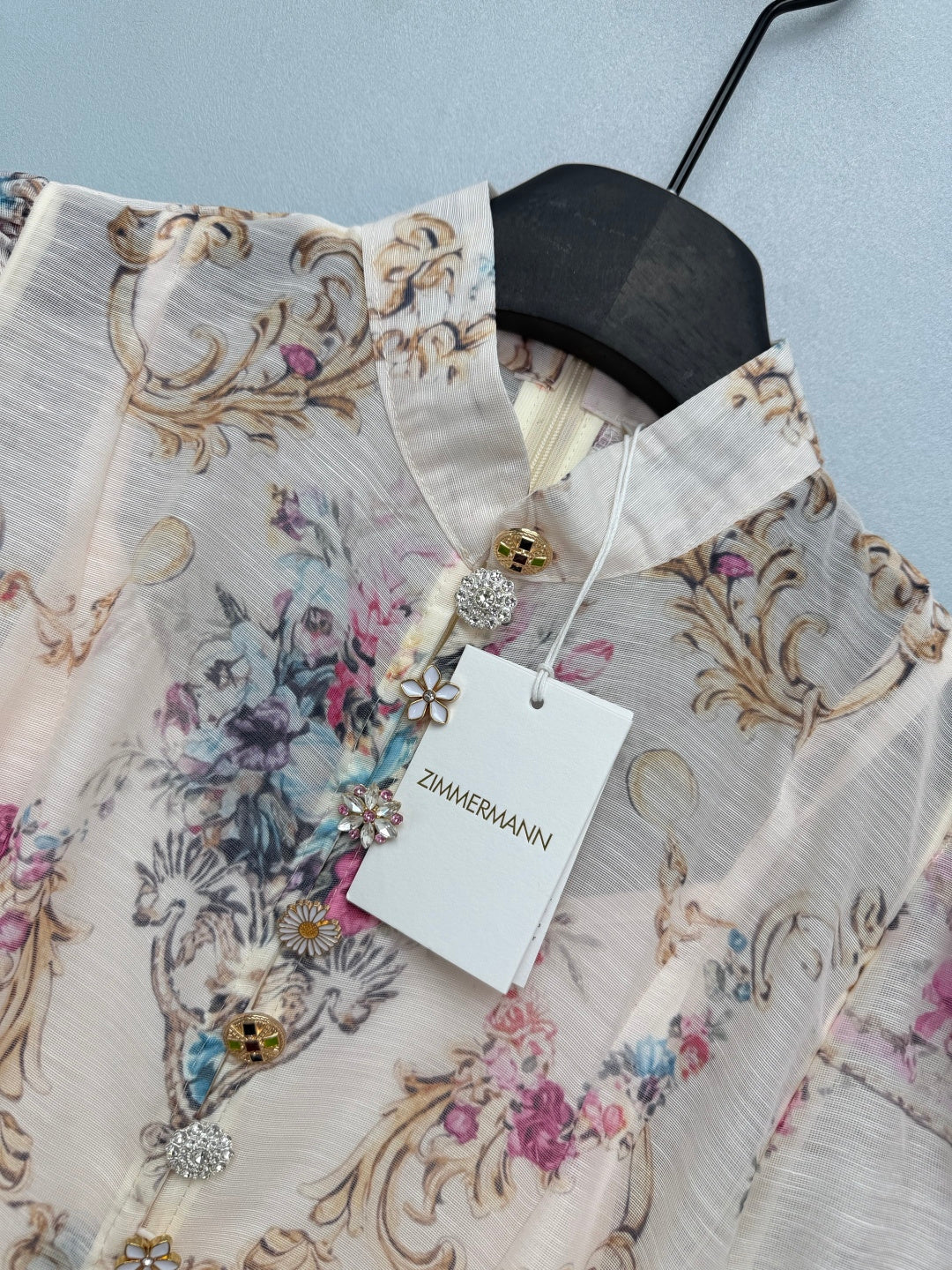 ZIMMERMANN 26S STAND COLLAR PATTERNED DRESS STYLE 106