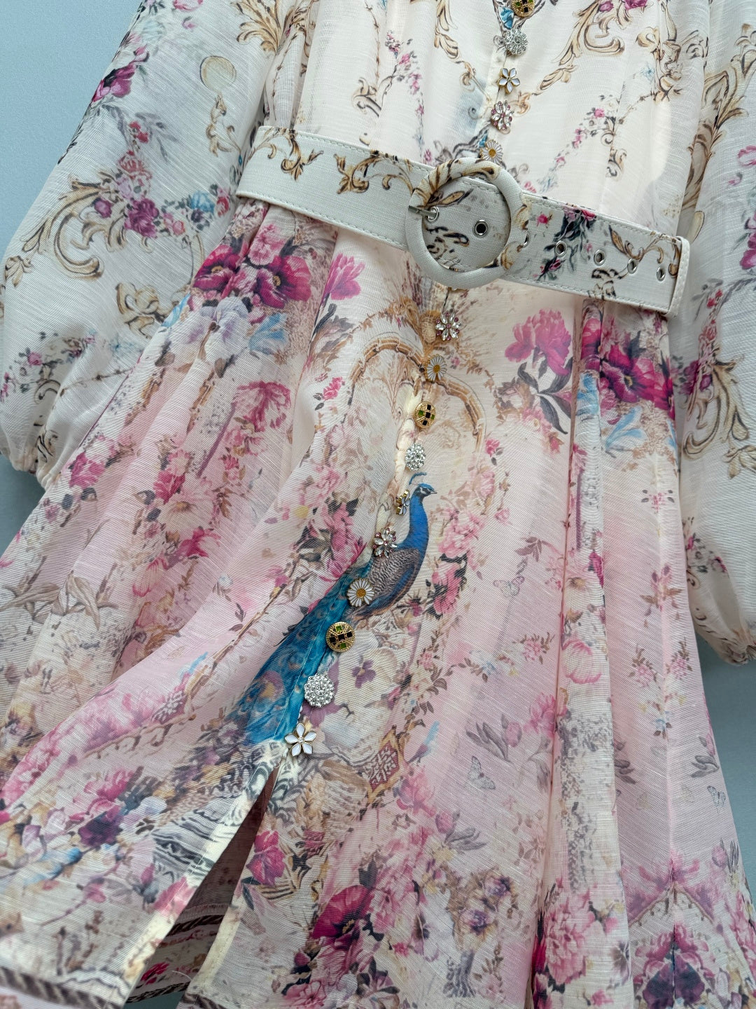 ZIMMERMANN 26S STAND COLLAR PATTERNED DRESS STYLE 106