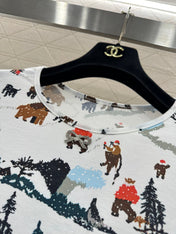 CHANEL 25S PRINTED ROUND-NECK T-SHIRT 605