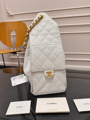 CHANEL 25S HOBO BAG 40 IN WHITE CAVIAR WITH GOLD HARDWARE