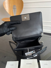 CHANEL 25S BOY BAG 20 IN BLACK LAMBSKIN