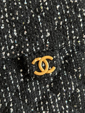 CHANEL 25S HOBO BAG 40 IN BLACK TWEED WITH GOLD HARDWARE