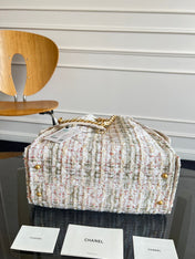 CHANEL 25S HOBO BAG 40 IN MULTICOLOR TWEED WITH GOLD HARDWARE