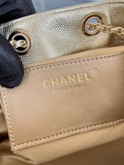 CHANEL 25S HOBO BAG 30 IN LIGHT GOLD METALLIC CAVIAR