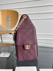 CHANEL 25S HOBO BAG 30 IN DARK RED CAVIAR