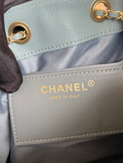 CHANEL 25S HOBO BAG 40 IN SOFT TEAL BLUE CAVIAR WITH GOLD HARDWARE