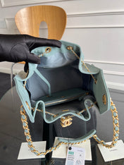 CHANEL 25S HOBO BAG 40 IN SOFT TEAL BLUE CAVIAR WITH GOLD HARDWARE