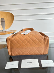 CHANEL 25S HOBO BAG 30 IN CARAMEL BROWN CAVIAR WITH GOLD HARDWARE