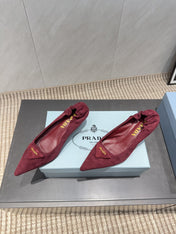 PRADA 26S PUMPS 55MM IN DARK RED SUEDE WITH LOGO