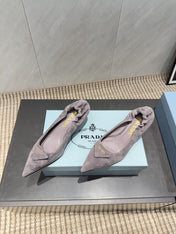 PRADA 26S PUMPS 55MM IN TAUPE BROWN SUEDE WITH LOGO