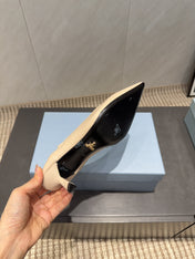 PRADA 26S POINTED TOE PUMPS 55MM IN NUDE SHEEPSKIN