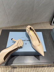 PRADA 26S POINTED TOE PUMPS 55MM IN NUDE SHEEPSKIN
