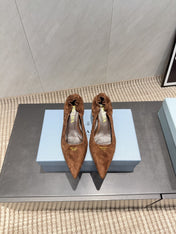 PRADA 26S PUMPS 55MM IN BROWN SUEDE