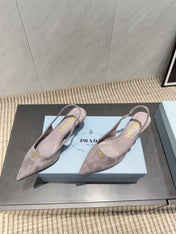 PRADA 26S POINTED TOE SLINGBACK HIGH HEELS 55MM IN TAUPE BROWN SUEDE